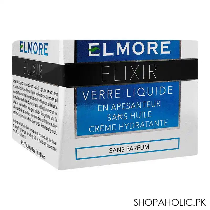 Elmore Elixir Liquid Glass Weightless Oil-Free Moisturizer, Fragrance Free, Sans Perfume, 50ml - Image 2