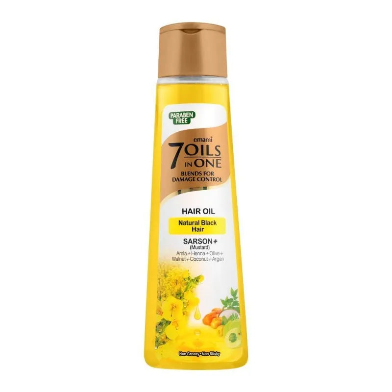 emami 7 oils in one sarson natural black hair oil, non greasy/non sticky, 200ml main image