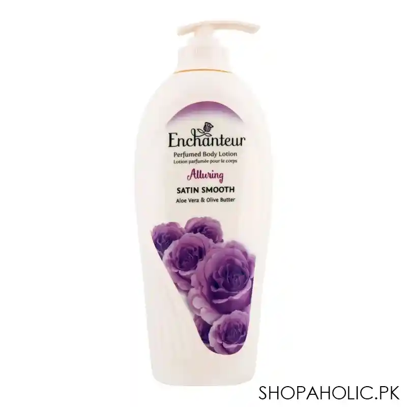 enchanteur alluring moisture silk perfumed body lotion, aloe vera & olive butter, 500ml main image