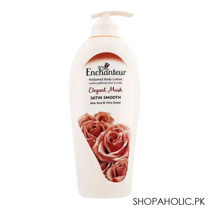 Enchanteur Elegant Musk Moisture Silk Perfumed Body Lotion, Aloe Vera & Olive Butter, 500ml - Main Image