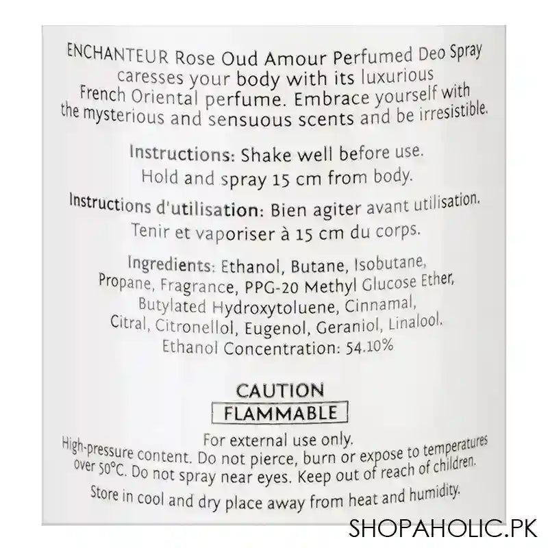 Enchanteur Rose Oud Amour Perfumed Deo Spray, 24 Hours Lasting, For Women, 150ml - Image 3