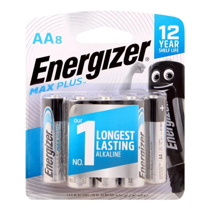 energizer aa max plus long lasting alkaline battery, 8 pack, bp 8 main image