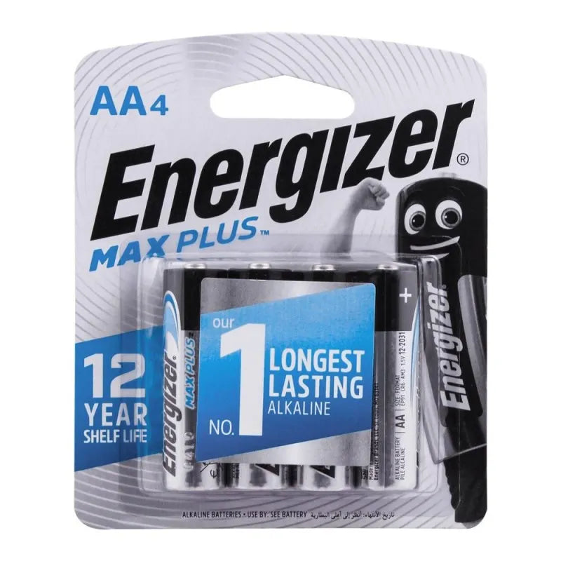 energizer aa max plus longest lasting alkaline batteries, 4 pack, aa lr6 main image