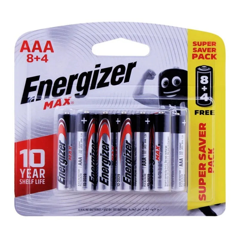 energizer max aaa batteries, 8+4, super saver pack, bp8+4 main image