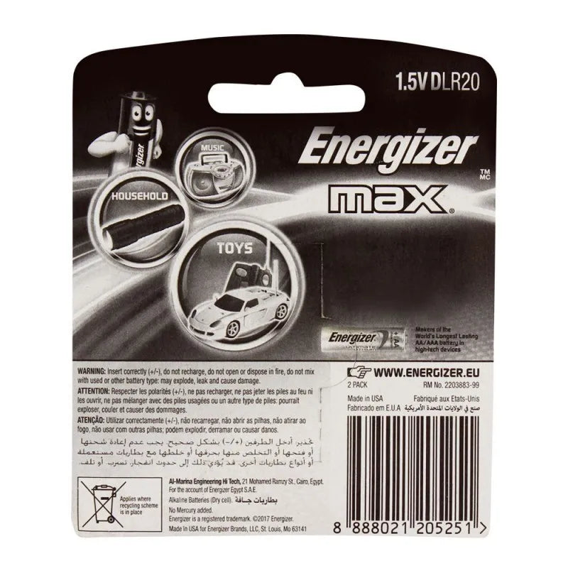 energizer max d 1.5v batterries 2 pack image2