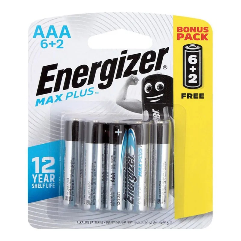 energizer max plus aaa batteries, 6+ba2 pack, bp 6+2 main image