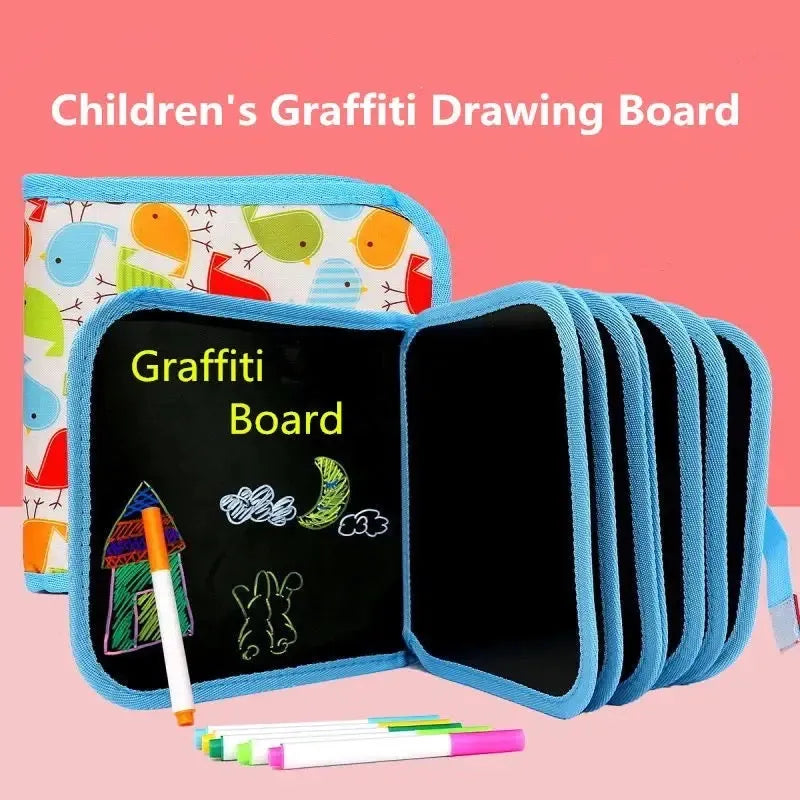 erasable doodle book 4 pages graffiti drawing board with 3 coloring pens image4