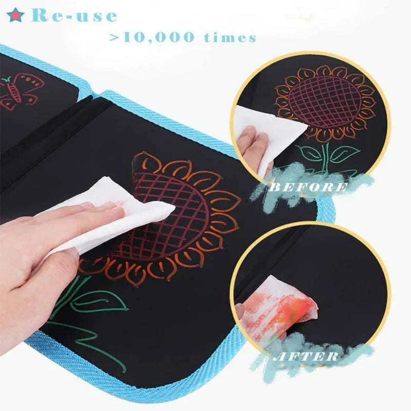 erasable doodle book 4 pages graffiti drawing board with 3 coloring pens image5