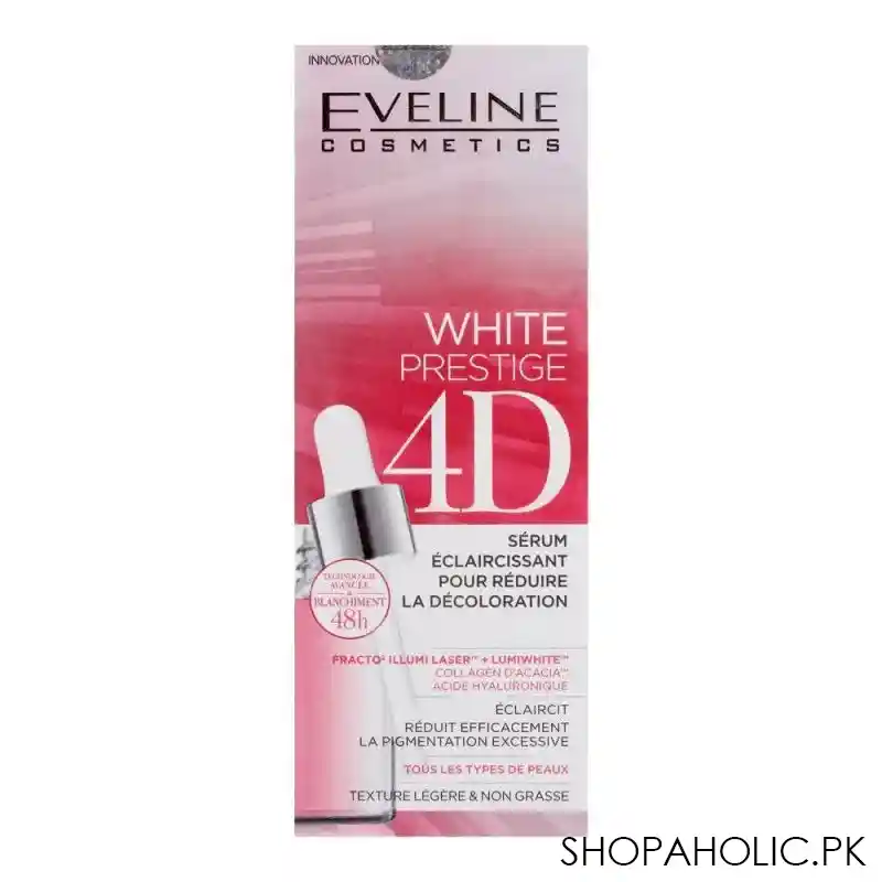 eveline 48h white prestige 4d lightening serum booster, 18ml main image