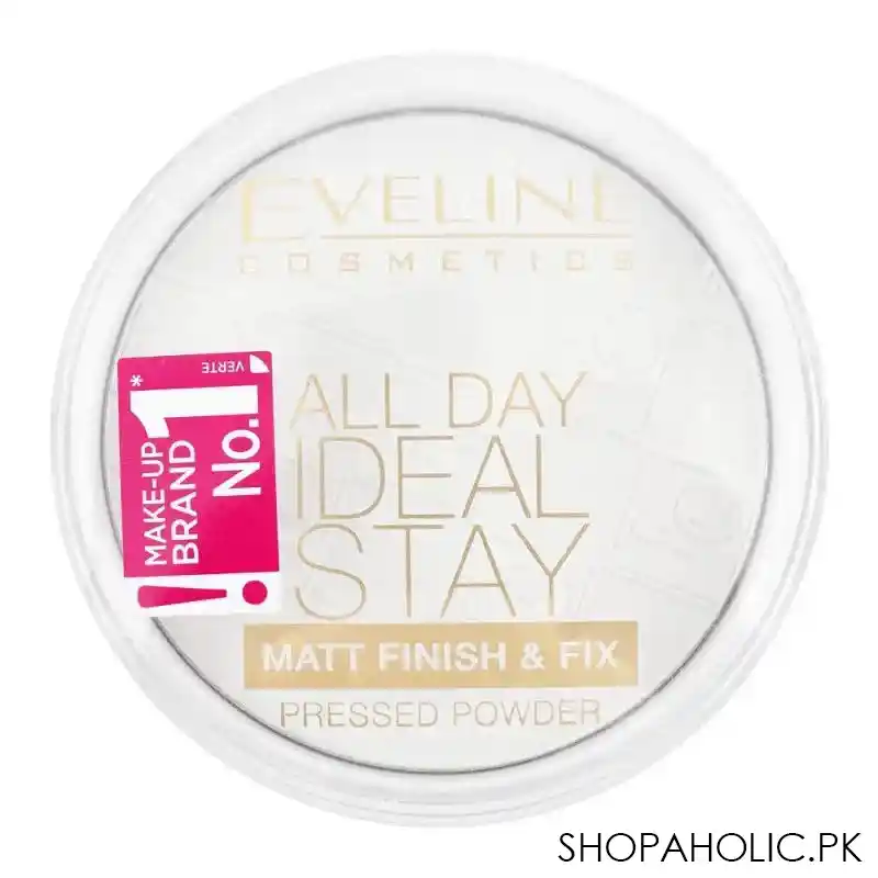 eveline all day ideal stay matt finish & fix pressed powder, 60, white main image