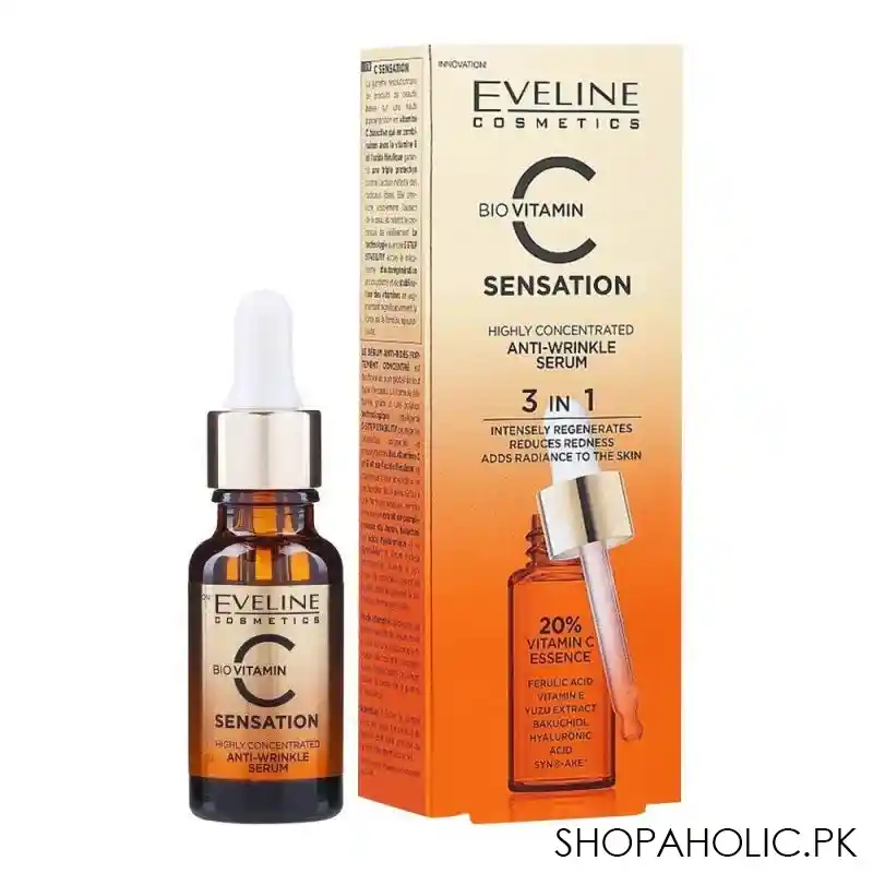 eveline bio vitamin c sensation 3 in 1 highly concentrated anti wrinkle serum, 18ml main image