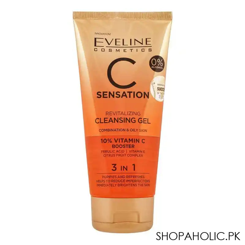 Eveline C Sensation 3 in 1 10% Vitamin C Booster Revitalizing Cleansing Gel, 150ml - Main Image