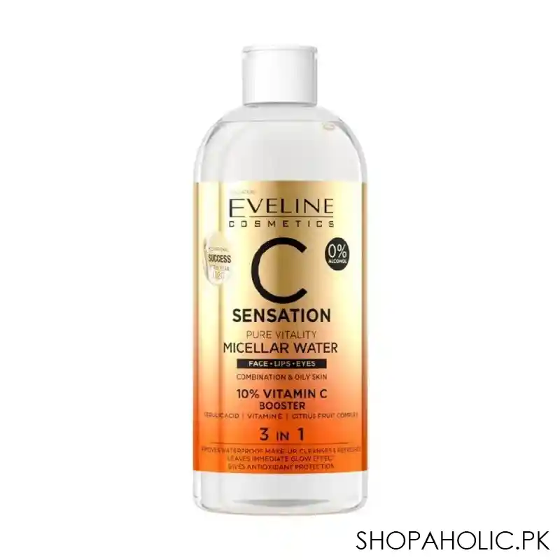 eveline c sensation 3 in 1 pure vitality micellar water, 400ml main image