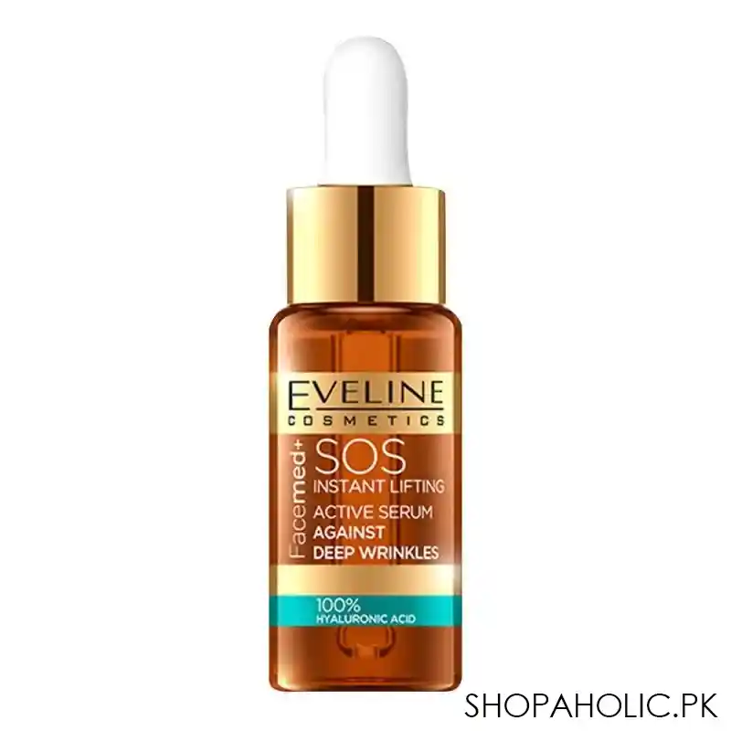 eveline facemed+ sos instant lifting active serum, against wrinkles, 100% hyaluronic acid, 18ml main image