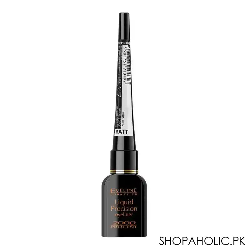 Eveline Liquid Precision Eyeliner, 2000, Procent Matt Black - Main Image