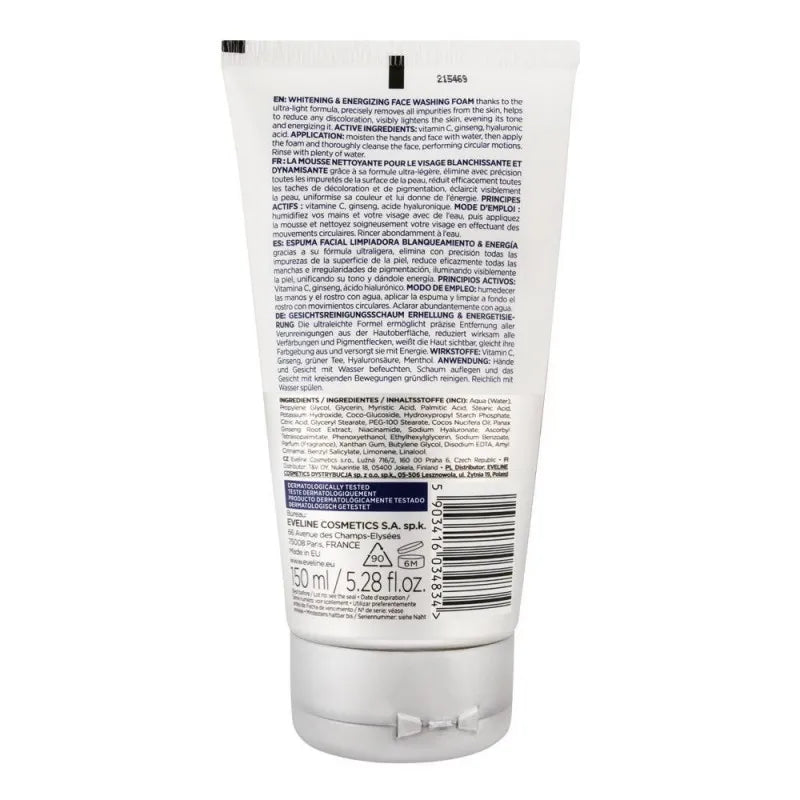 eveline men x treme white whitening & energizing face washing foam, 150ml image2