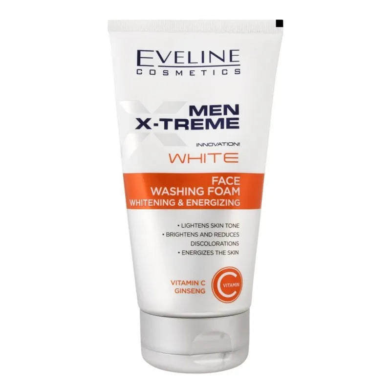 eveline men x treme white whitening & energizing face washing foam, 150ml main image