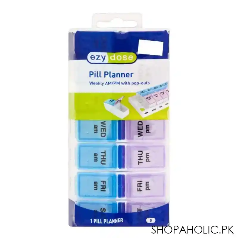 ezy dose weekly am/pm pill planner, with pop outs, small, 67054 main image