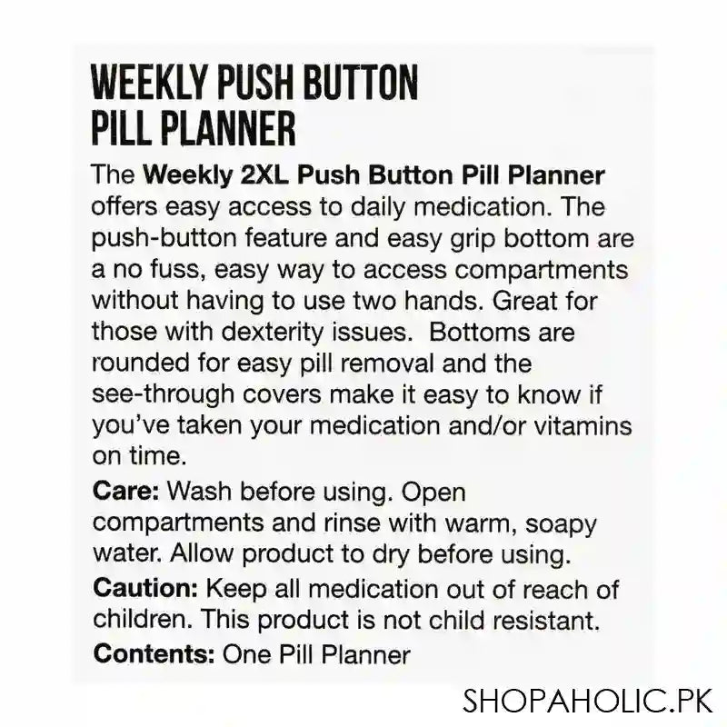 Ezy Dose Weekly Push Button Pill Planner, 2XL, 67578 - Image 3