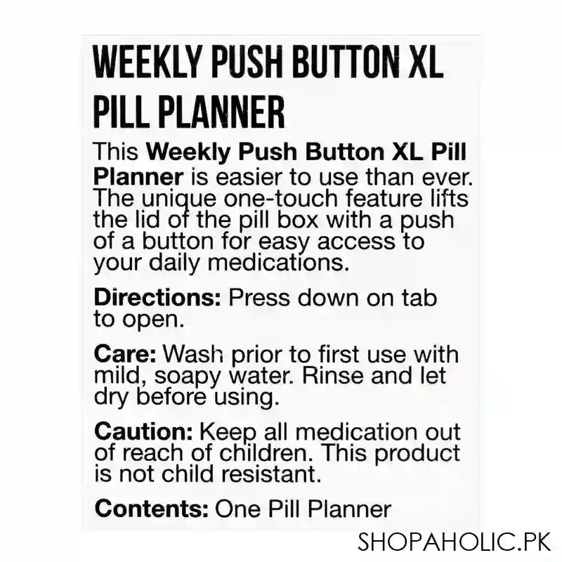 Ezy Dose Weekly Push Button Pill Planner, 7-Day, XL, 67571 - Image 3