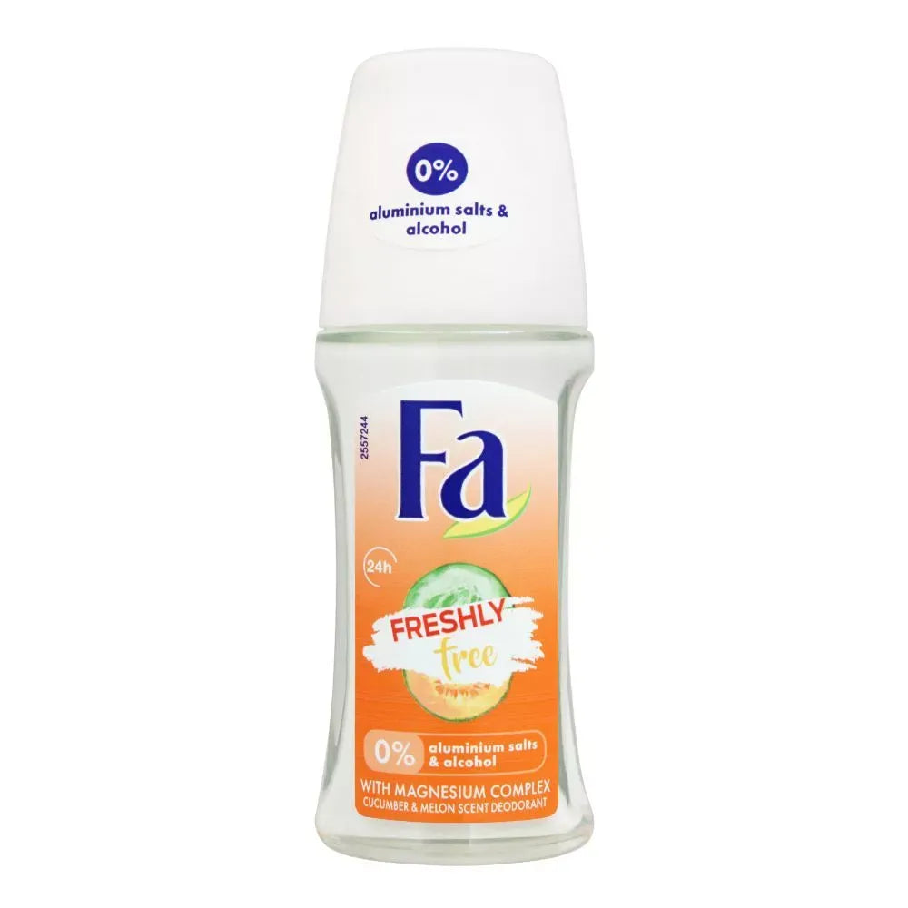 fa 24h freshly free cucumber & melon scent roll on deodorant, for women, 50ml main image