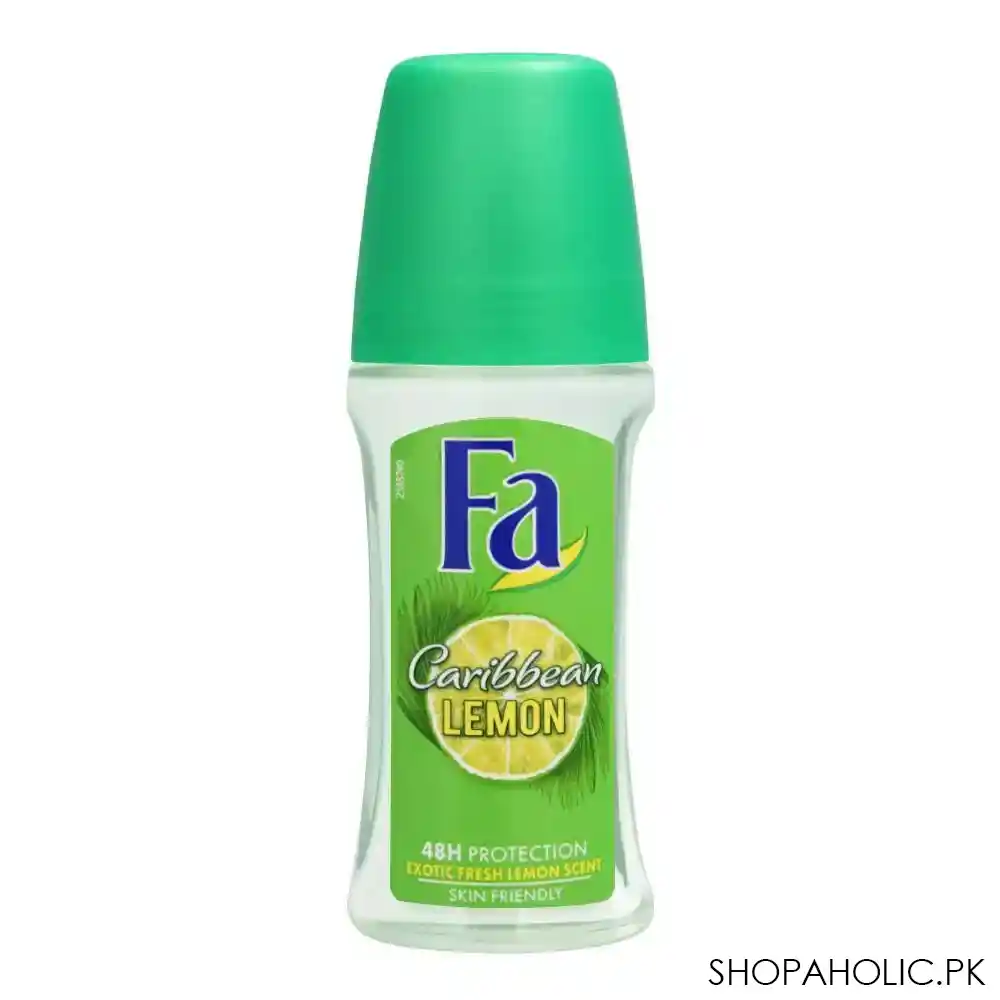 fa 48h protection exotic caribbean lemon scent roll on deodorant, for men, 50ml main image