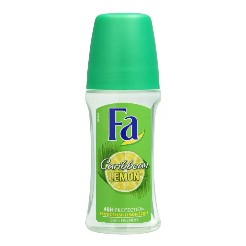 fa 48h protection exotic caribbean lemon scent roll on deodorant, for men, 50ml main image