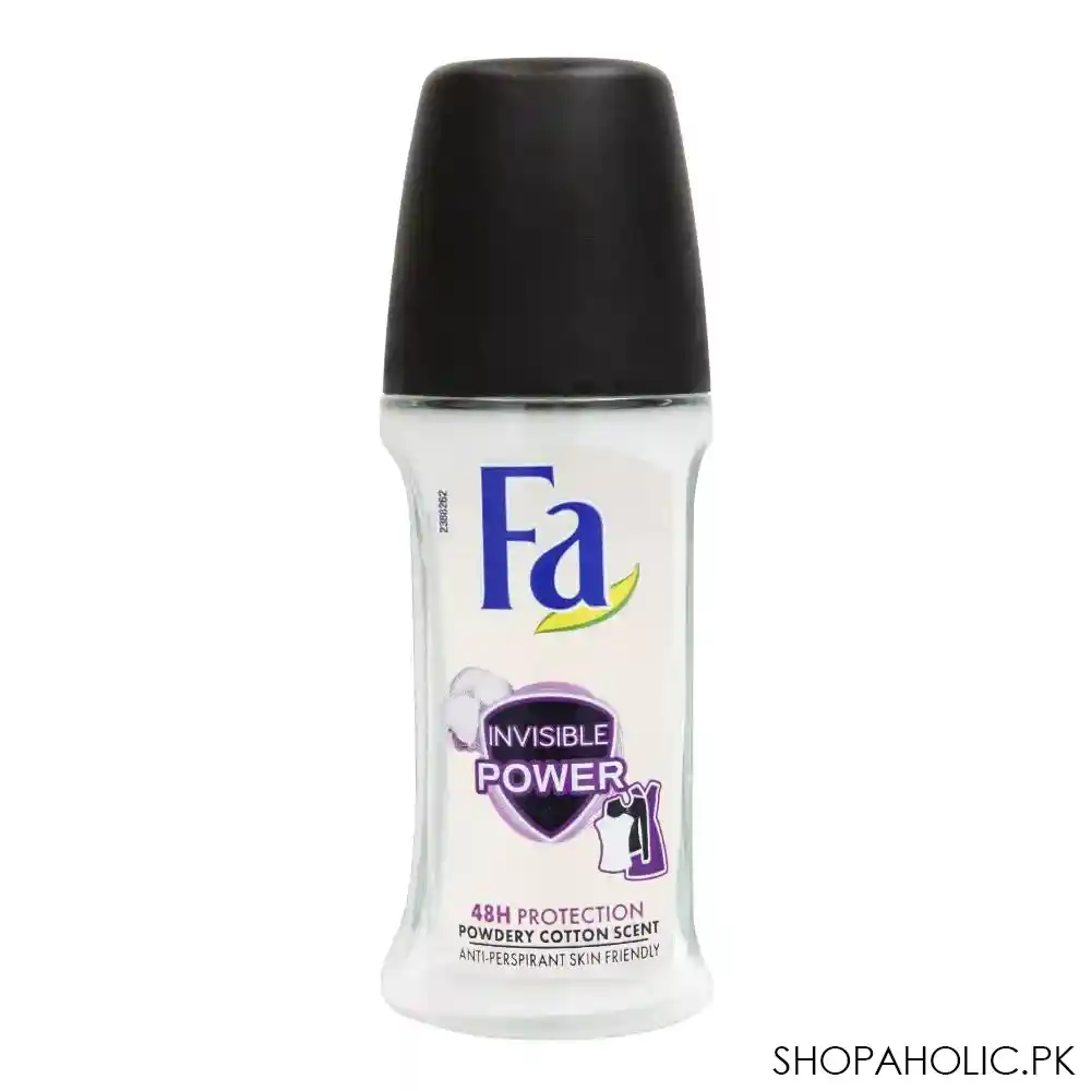 fa 48h protection invisible power powdery cotton scent roll on deodorant, for women, 50ml main image