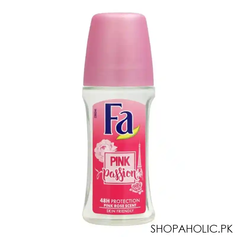 fa 48h protection pink passion pink rose scent roll on deodorant, for women, 50ml main image