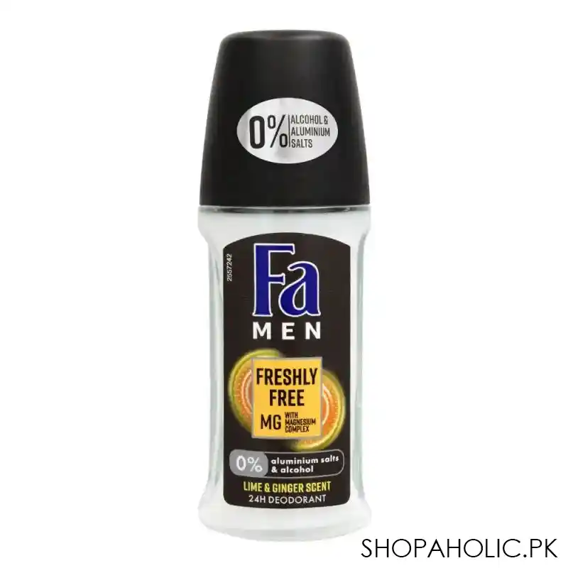 fa men 24h freshly free lime & ginger scent roll on deodorant, for men, 50ml main image