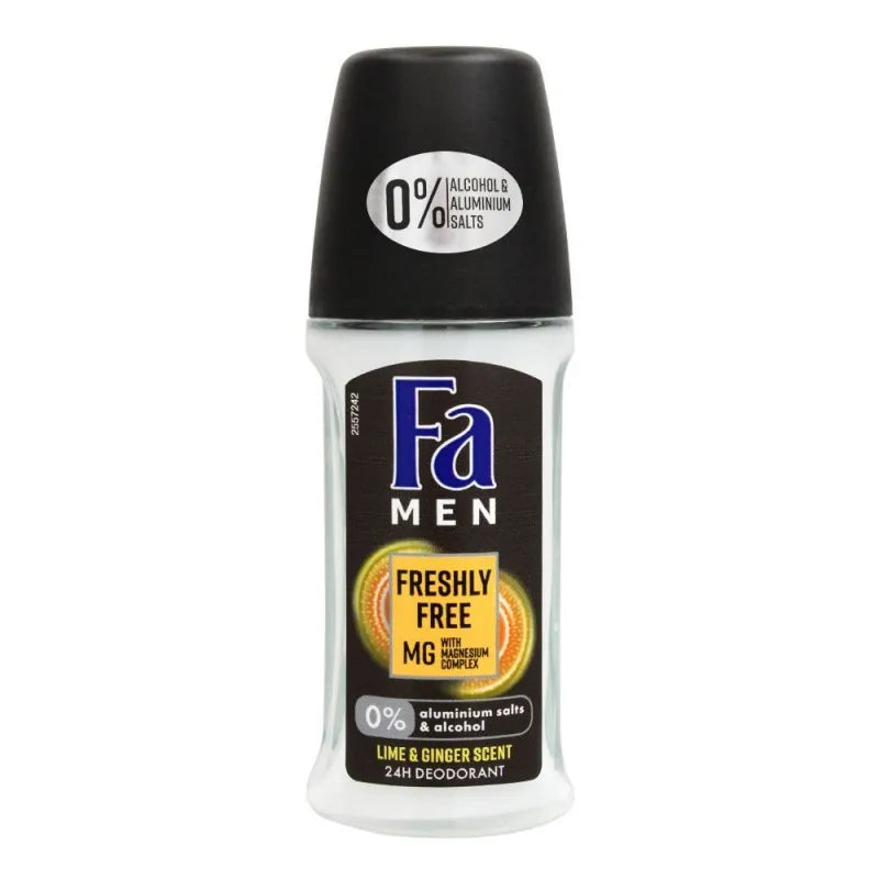 fa men 24h freshly free lime & ginger scent roll on deodorant, for men, 50ml main image