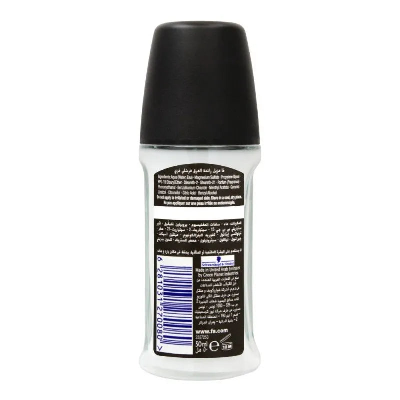 fa men 24h freshly free mint & bergamot scent roll on deodorant, for men, 50ml image2