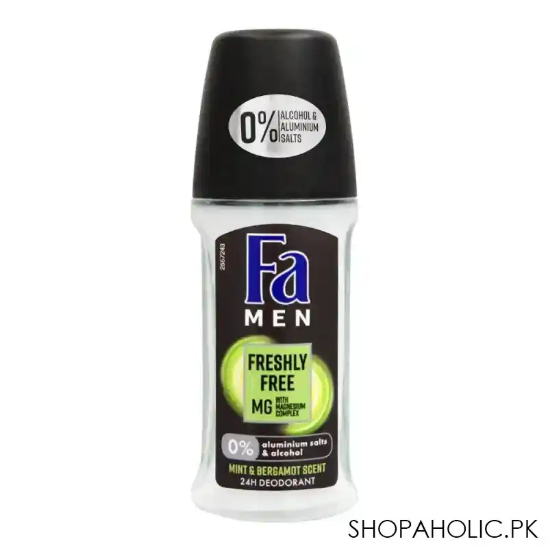 fa men 24h freshly free mint & bergamot scent roll on deodorant, for men, 50ml main image