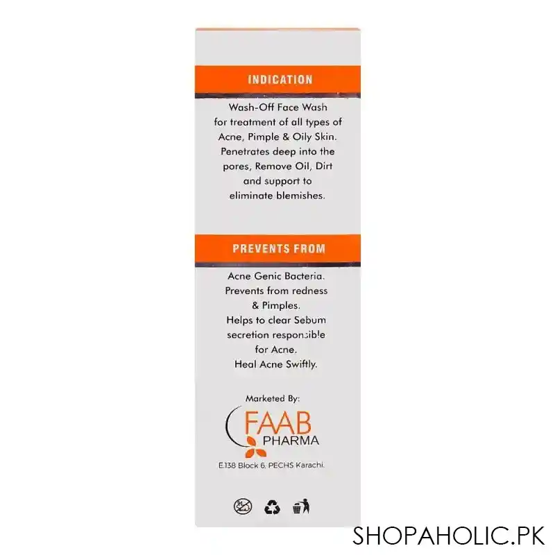 faab pharma wash off oil free acne wash, 120ml image3