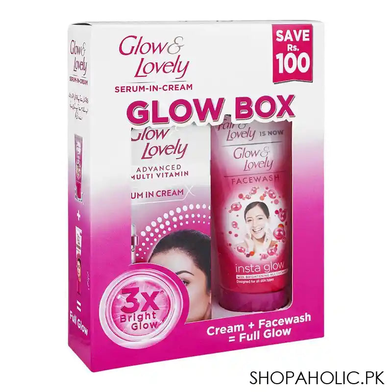 Fair & Lovely Is Now Glow & Lovely Serum In Cream+Face Wash Glow Box, Save Rs.100/- - Main Image