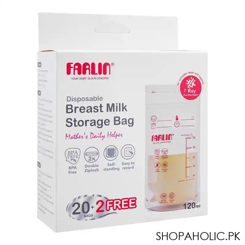 Farlin Disposable Breast Milk Storage Bag, 20-Pack, 120ml, BP-869-1 - Image 2