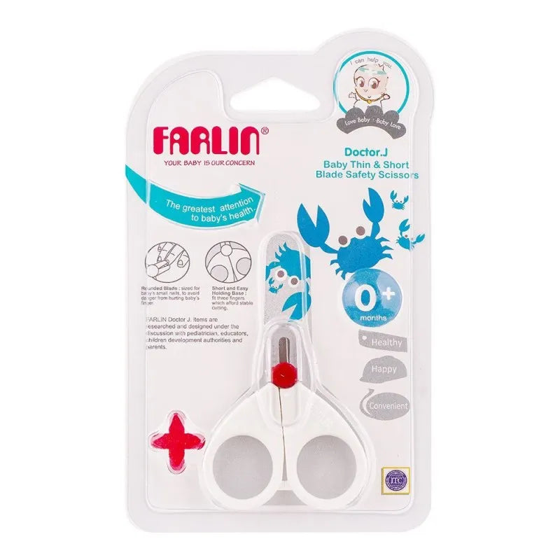 farlin doctor j. baby thin & short blade safety scissors, 0m+, bf 160b image2