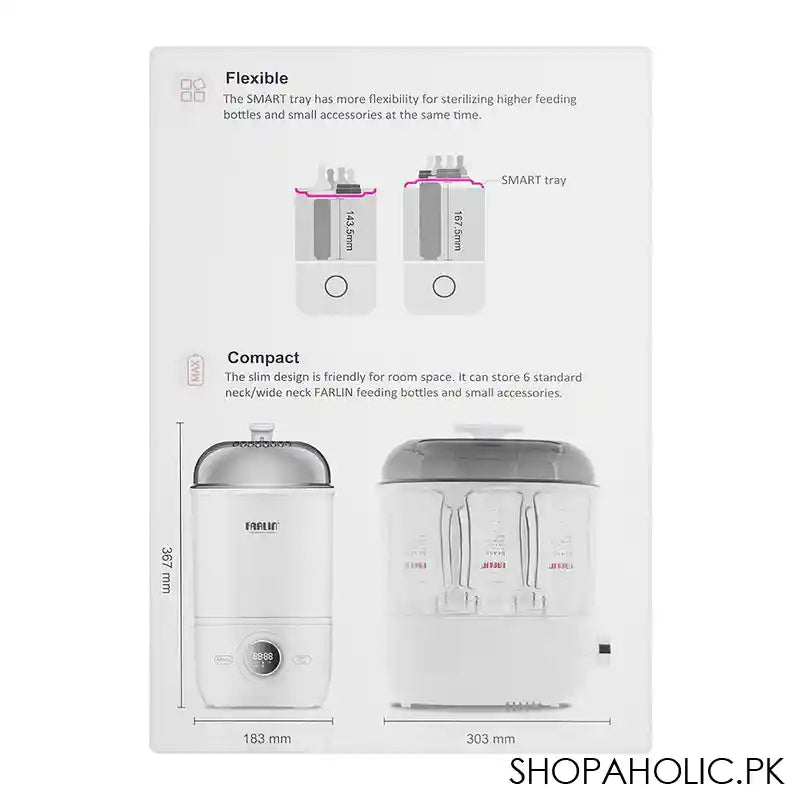 Farlin Intelligent Steam Sterilizer & Dryer, 500W, AE-20014 - Image 2