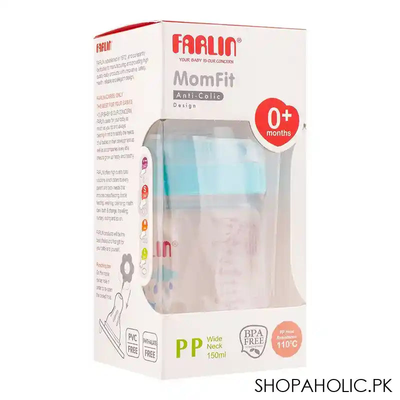 Farlin Mom Fit Anti-Colic PP Wide Neck Feeding Bottle, 0m+, 150ml, AB-42012-B - Image 4