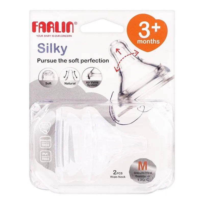 farlin silky wide neck nipple, 3 months+, 2 pack, ac 22004 m main image