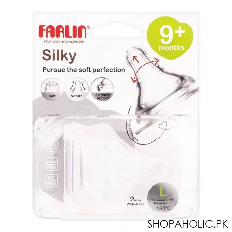 farlin silky wide neck nipple, 9 months+, 2 pack, ac 22004 l main image