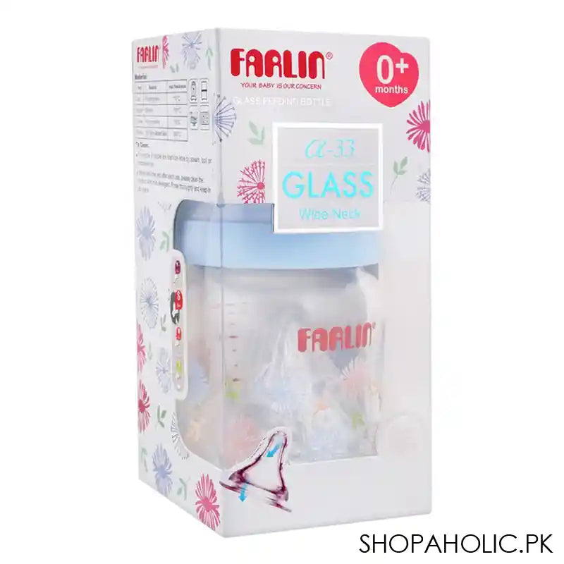 Farlin Wide Neck A-33 Glass Feeding Bottle, 120ml, AB-32005-B - Image 4