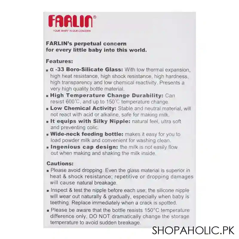 Farlin Wide Neck A-33 Glass Feeding Bottle, 120ml, AB-32005-B - Image 7