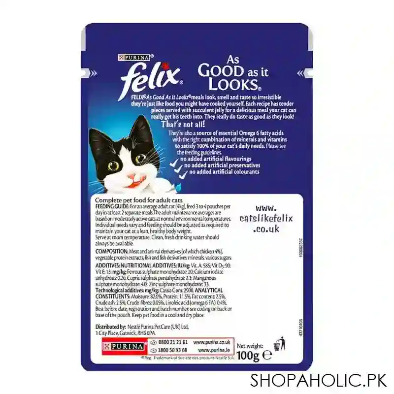 felix as good as it looks with chicken in jelly, cat food, 100g, pouch image2