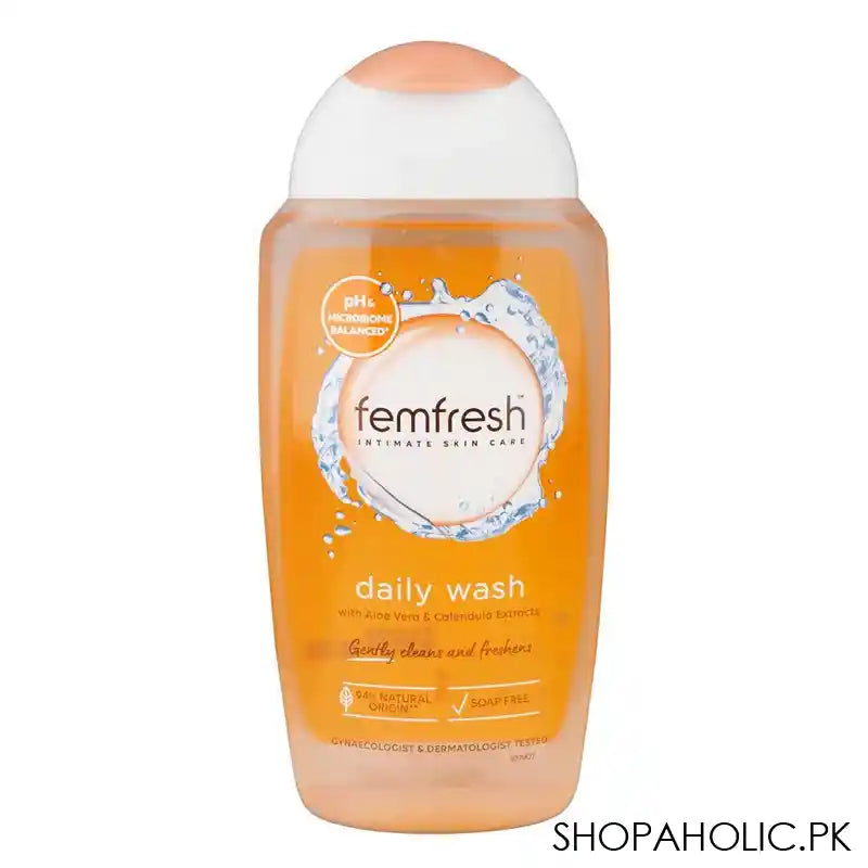 Femfresh Daily Wash With Aloe Vera & Calendula Extract, Soap-Free, 94% Natural Origin, 250ml - Main Image