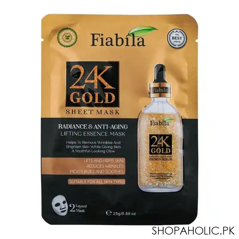 fiabila 24k gold radiance & anti aging sheet face mask, 25g main image