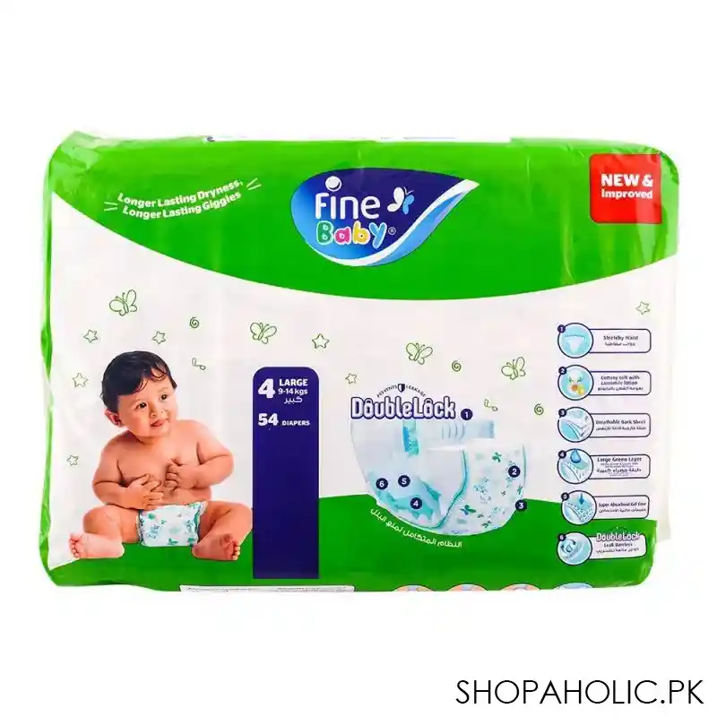 fine baby diapers, large, no. 4, 9 14kg, jumbo pack, 54 pack image2