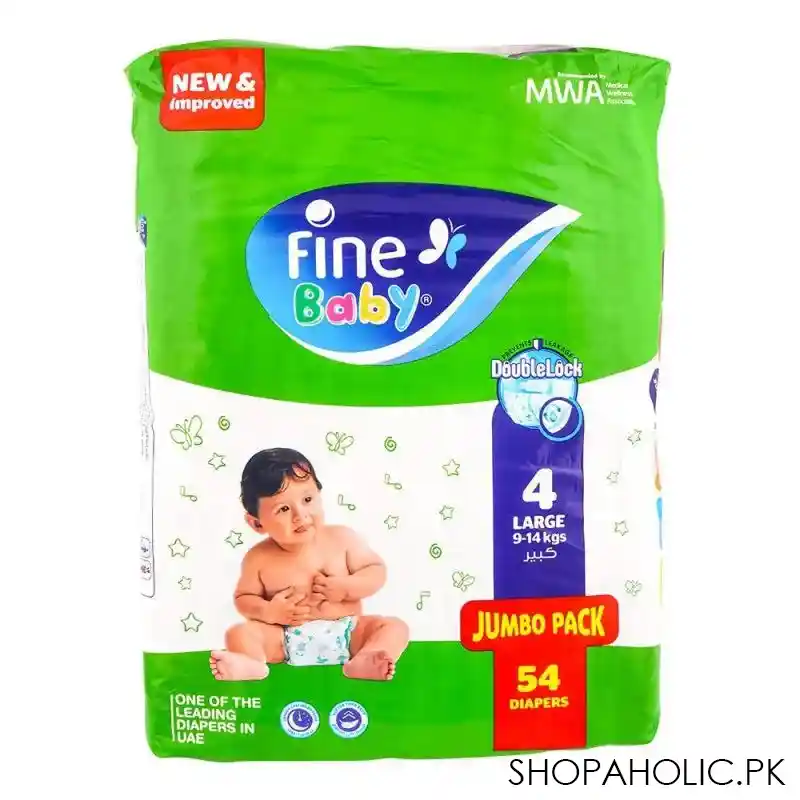 fine baby diapers, large, no. 4, 9 14kg, jumbo pack, 54 pack main image