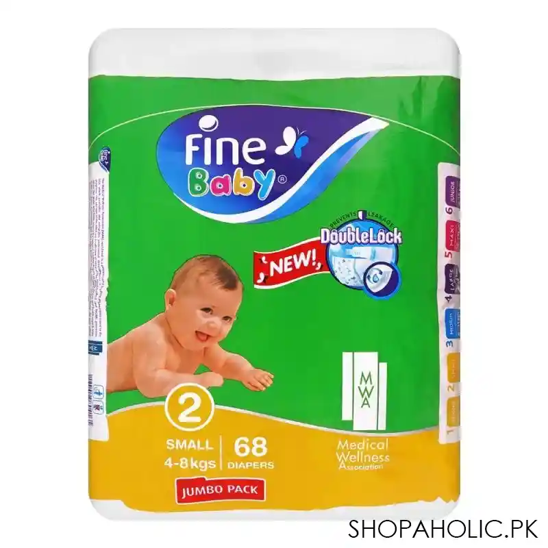 fine baby diapers, small, no. 2, 4 8kg, jumbo pack, 68 pack main image