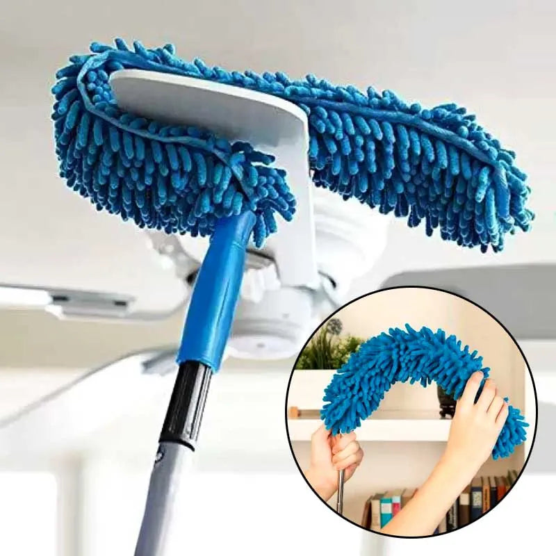 flexible microfiber fan duster with long rod handle main image